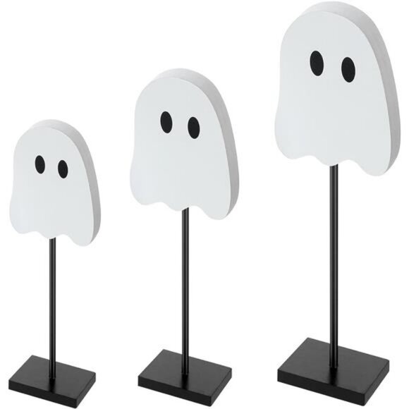 3 Pcs Halloween Ghost Table Decor Wood Tiered Tray Decorations - Picture 1 of 7